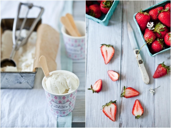 Coconut Ice Cream And Strawberries