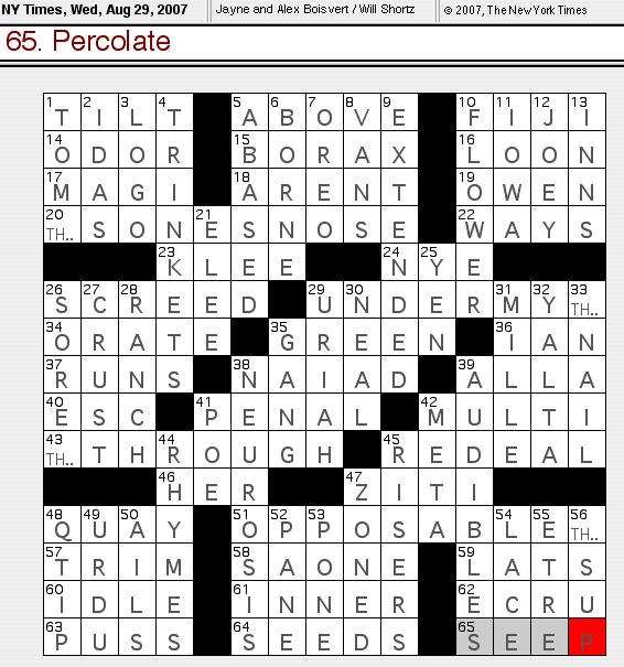 Rex Parker Does the NYT Crossword Puzzle: August 2007