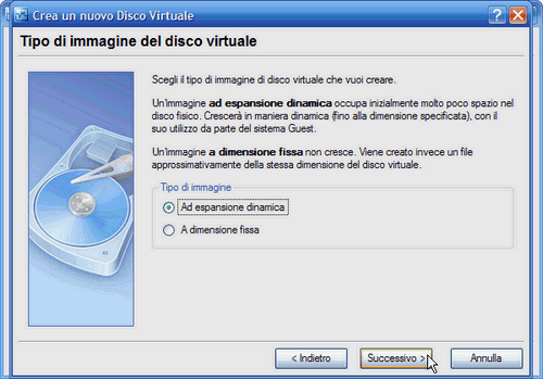 VirtualBox - scelta tipo disco rigido virtuale