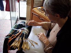 A lacemaker at work.