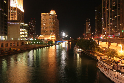 Fireworks over the Chicago River.JPG