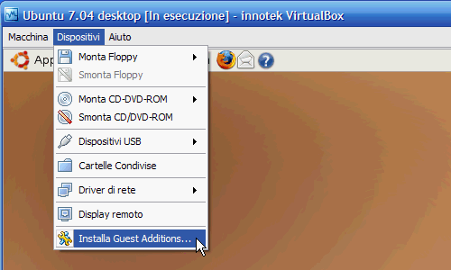 Fig. 7 - installazione Guest Addition in Ubuntu - caricamento Guest Additions
