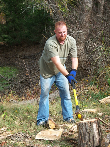 axe man wood chopping