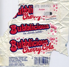Cherry Cola Bubblicious gum wrapper