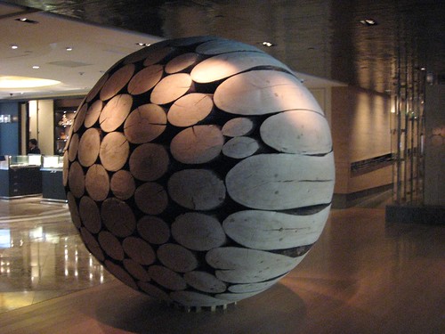 10 ft dia wood ball.. Inside Taipei Grand Hyatt