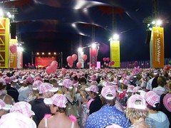 Inside the big pink tent