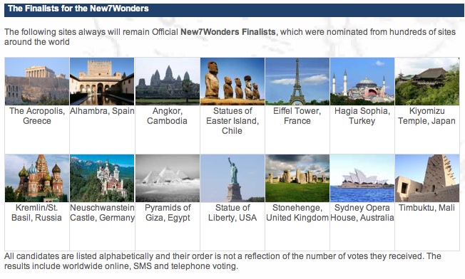new 7 wonders of the world images. 7 new wonders of the world chosen