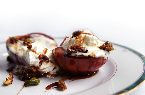 Grilled Nectarines with Balsamic Syrup and Mascarpone