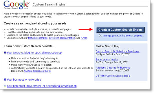 Google Custom Search Homepage