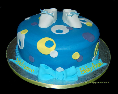 Baby Angel  booties and circles cake