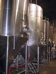 Stainless Steel fermenters at a brewery