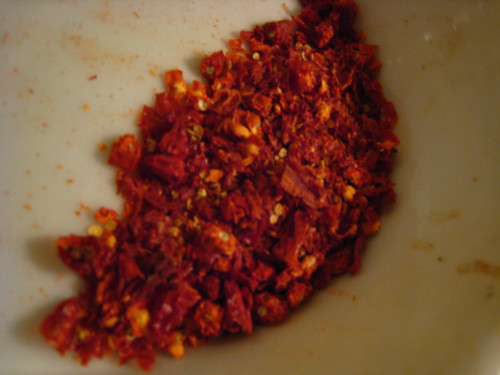 Dried and crushed chilis