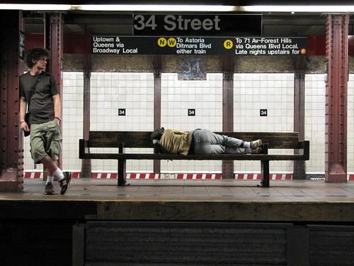 Homeless guy sleeping