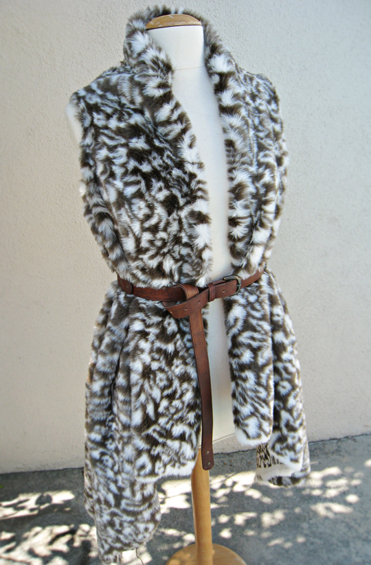 Asymmetrical Faux Fur Vest DIY - belted - front