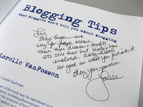 Blogging Tips, signed by Lorelle VanFossen
