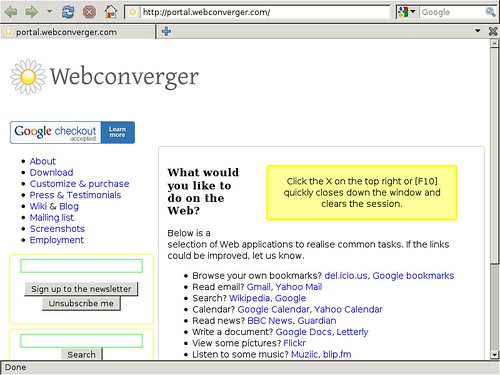 Webconverger portal
