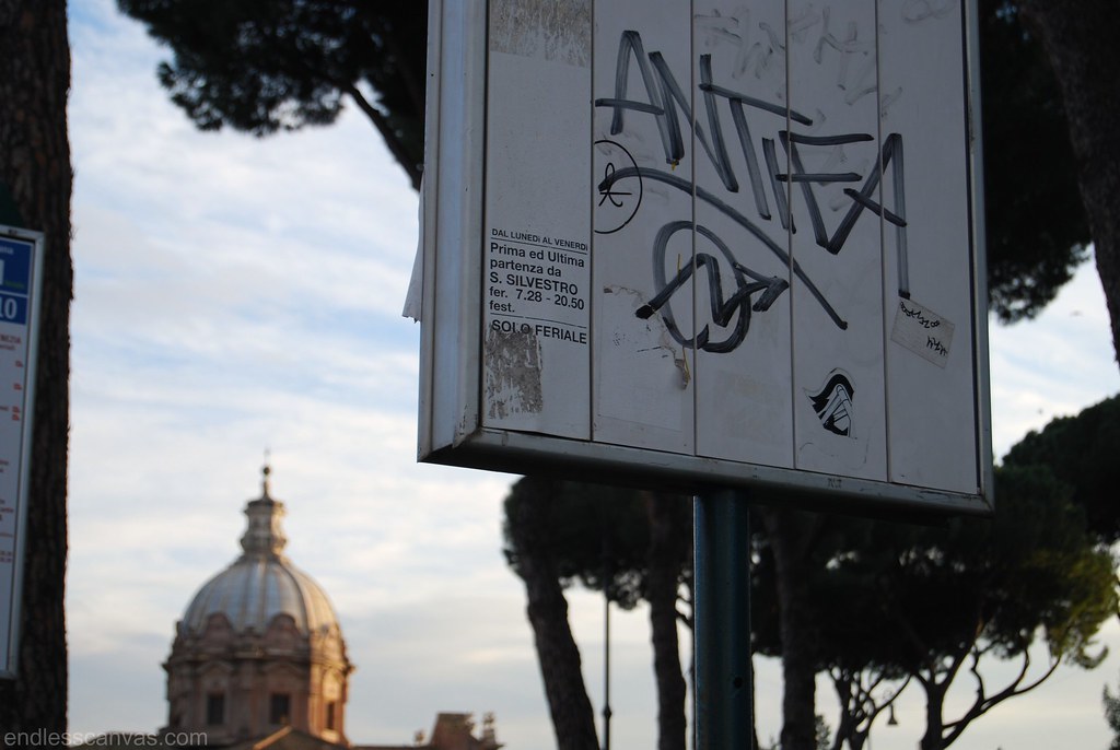 AntiFa Squater Graffiti in Rome Italy. 