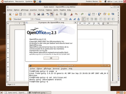OpenOffice.org 2.3.0 sous Ubuntu Gutsy Gibbon 64 bits.