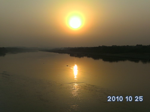 Sunset in Chakarnagar, Etawah, U.P., India on Riverbank of Yamuna
