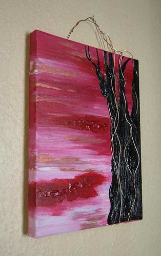 Red Sky at Night - a mixed media painting on canvas