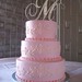pink monogram cake