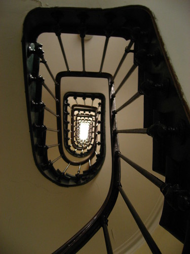 up the stairs