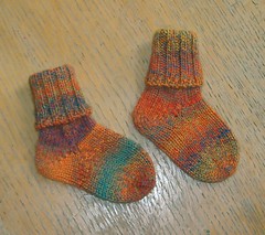Baby Socks, Orange/Teal
