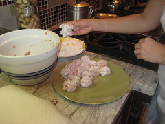 flouring the meatballs