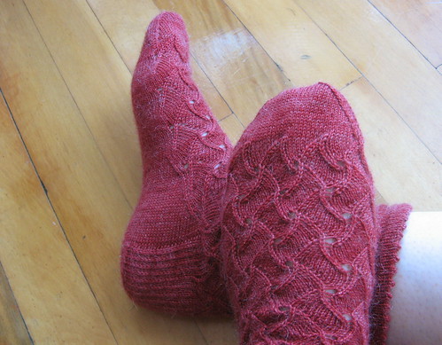 Scroll Lace Socks done and modeled