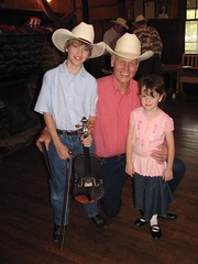 J. and K. with Charlie Stenholm at the Texas Cowboy Reunion fiddle contest