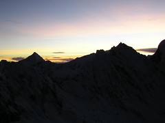 Dawn from summit of Nevado Vallunaraju