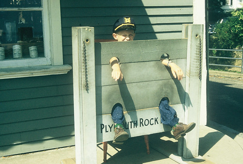 Leon in stocks at Plymouth, Aug 1957