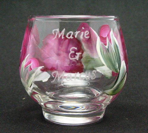 wedding votive candles Custom votivehand painted and engraved for a 