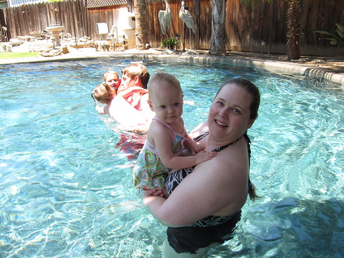 Lily's first time in a real pool
