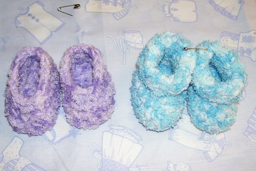 Baby fuzzy slippers and booties