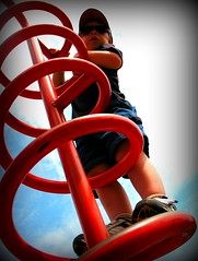 Red Corkscrew Climber Playground Thingy