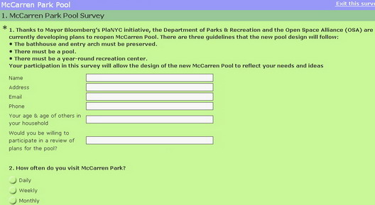 McCarren Pool Survey