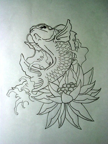 pencil drawing of koi fish Tattoos Gallery
