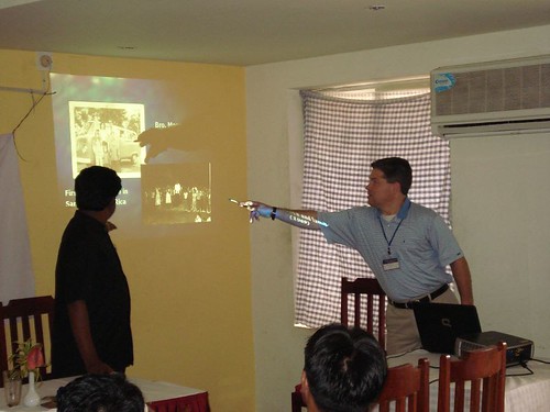 Patrick sharing the CSC PowerPoint presentation to the Indian film teams.