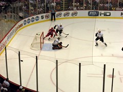 A shot and a save by Bryzgalov
