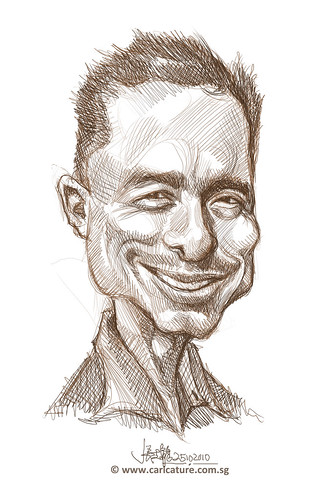 digital caricature sketch of Stevey Vega Rivera