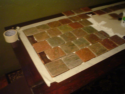 Desk half tiled