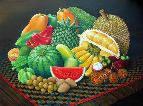 Tropical Fruits - Original Oil Painting by wizan.