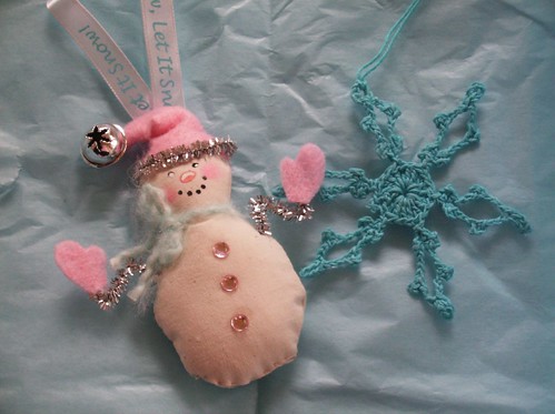 Pink Snowman and Blue Snowflake