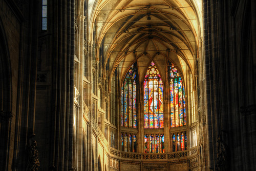San Vito cathedral window. Prague. Vidriera de la catedral de San Vito. Praga