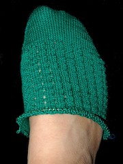 knitting mayan green socks/ maybe tights