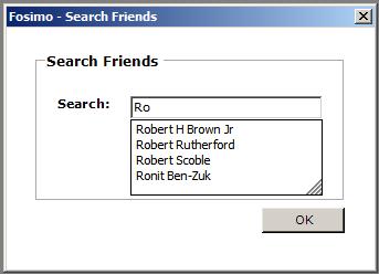 Fosimo Search Friends Window