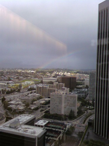 Rainbow over downtown la