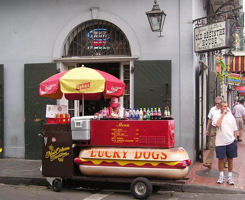 hot dog stand. Lucky Dog hot dog stand