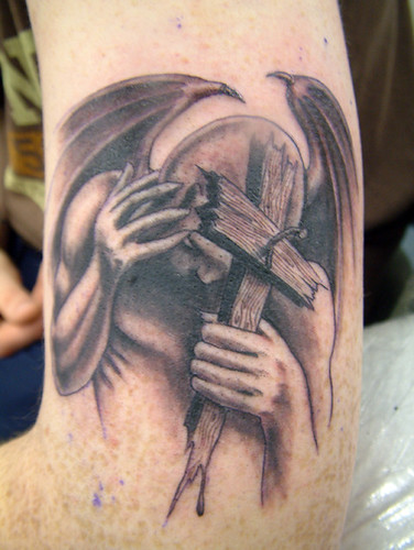 Demon and Cross Tattoo Tattooed at 